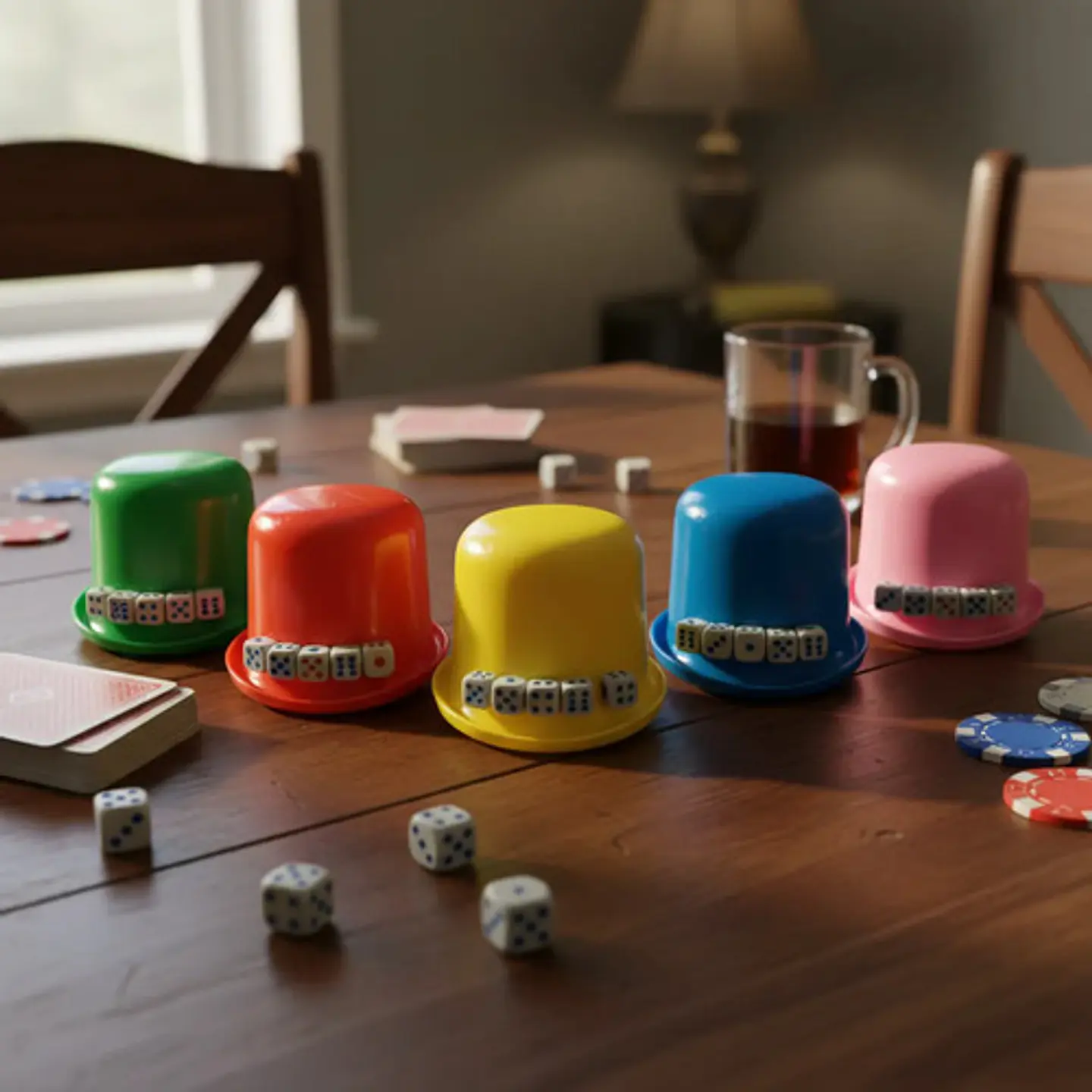 Cacho Mentiroso Cubilete Juego Mesa Vaso Tapa 5 Dados Setx 4 1