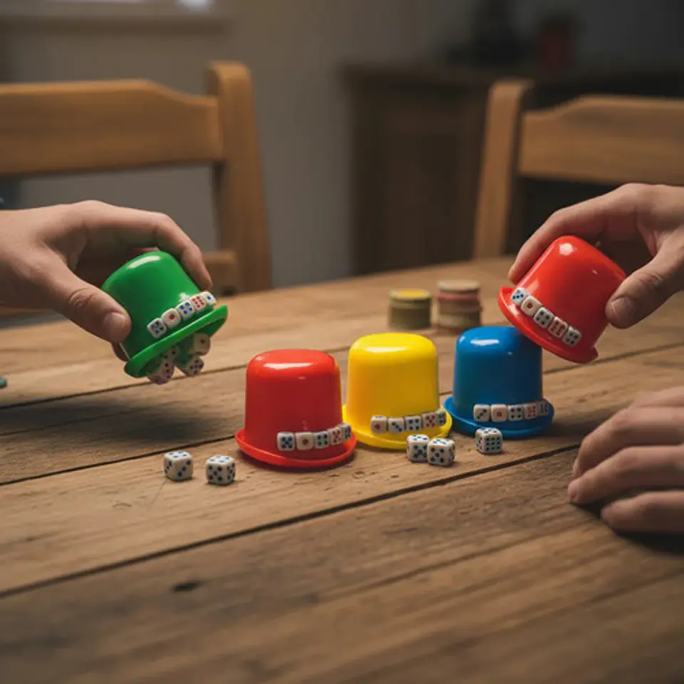 Cacho Mentiroso Cubilete Juego Mesa Vaso Tapa 5 Dados Setx 4 3