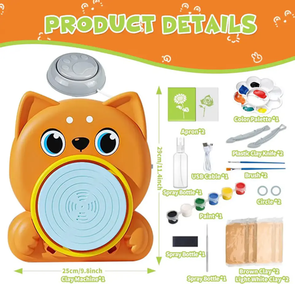 Kit De Ruedas De Cerámica Fedonak Kids Mini Diy Con Arcilla 2