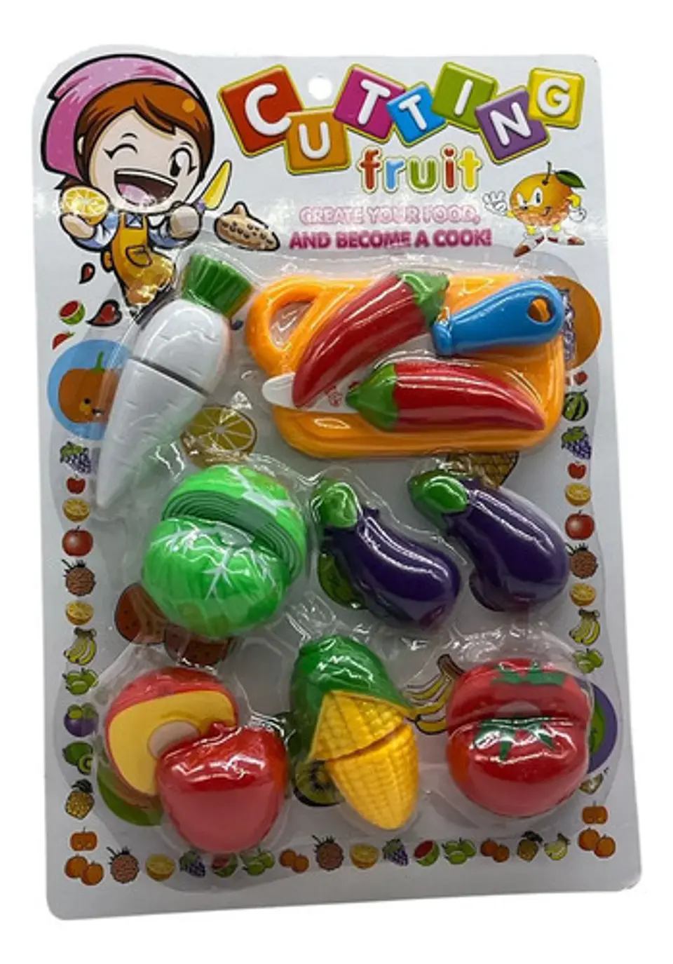 Set  Cocina Infantil Verduras Con Velcro Para Niña Sorpresa 3