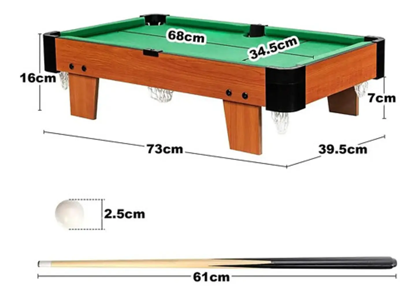 Mesa Billar Pool Tacos Bolas Tiza Organizador Xj8828 73x39x6 2