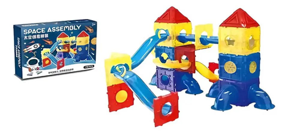 Juego Bloques Magnéticos Espacio 134 Pcs Laberinto Canicas 1