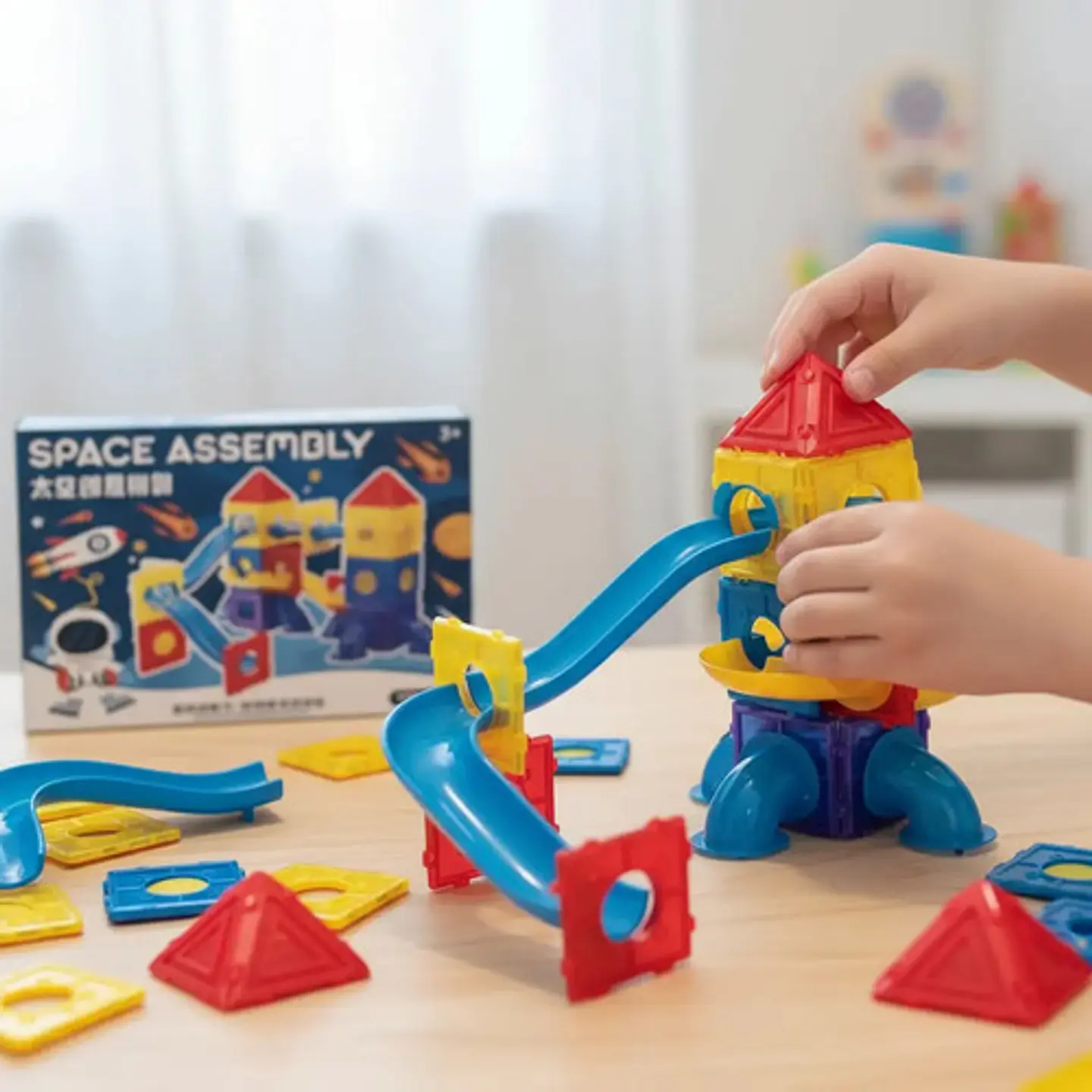 Juego Bloques Magnéticos Espacio 134 Pcs Laberinto Canicas 3
