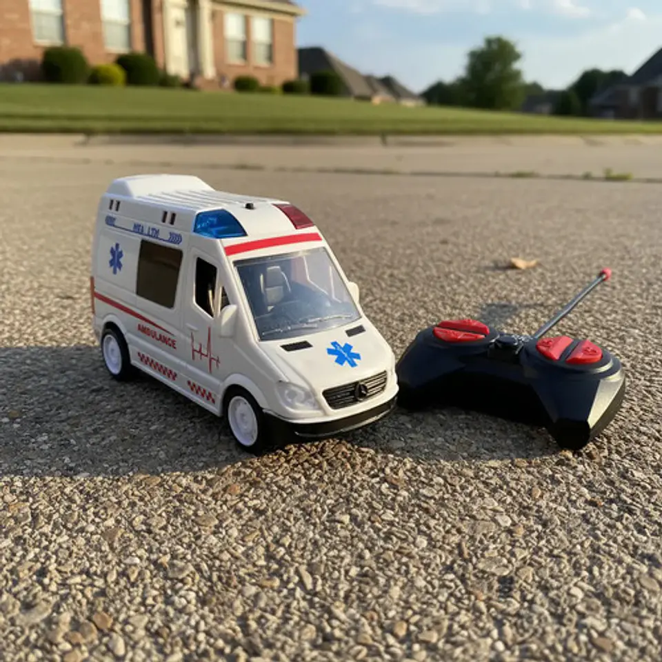 Ambulancia A Control Remoto Con Bateria Luces Y Sirena 1