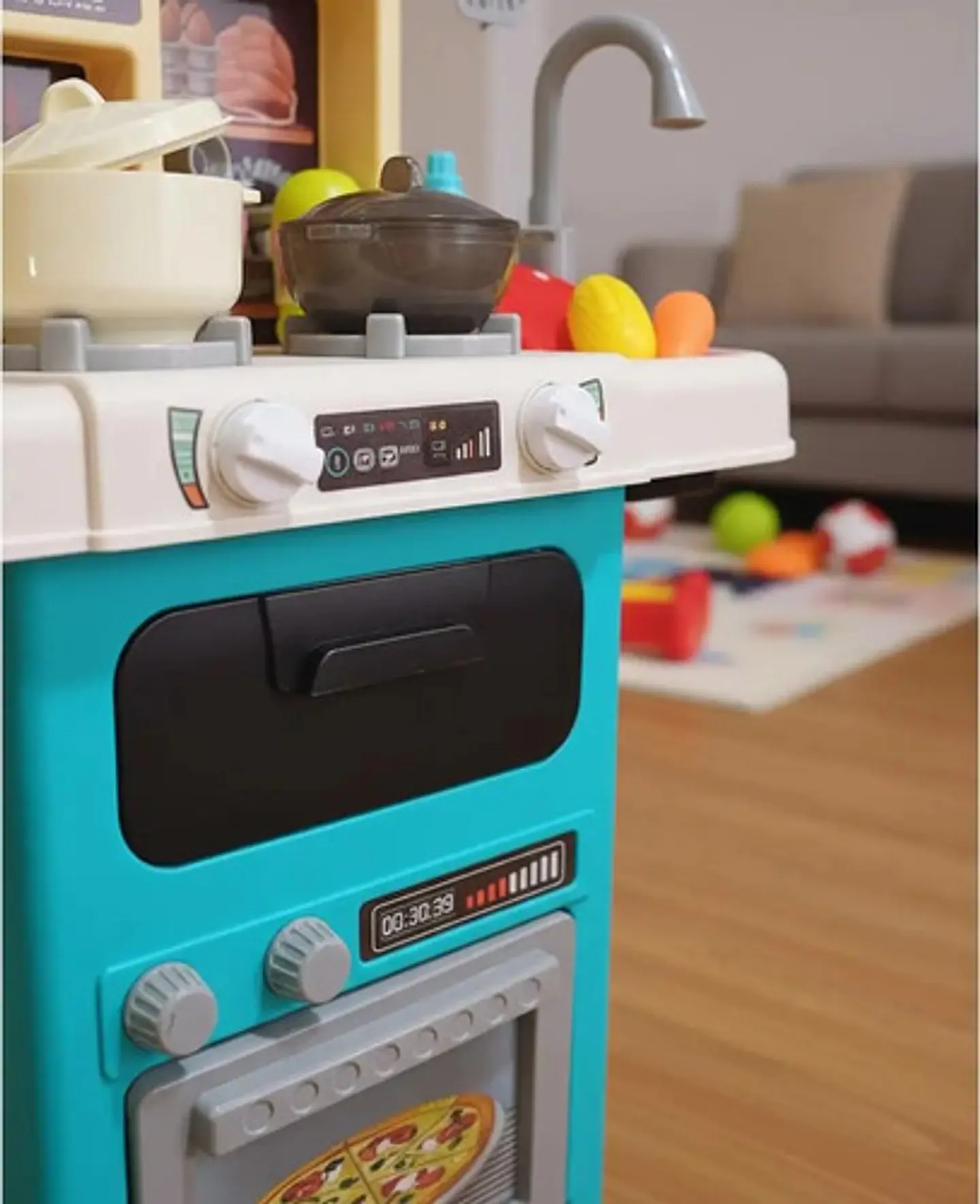 Cocina Funcional Luz Sonido Vapor Burbujas Agua 75cm 63 Pz Azul Petróleo 4