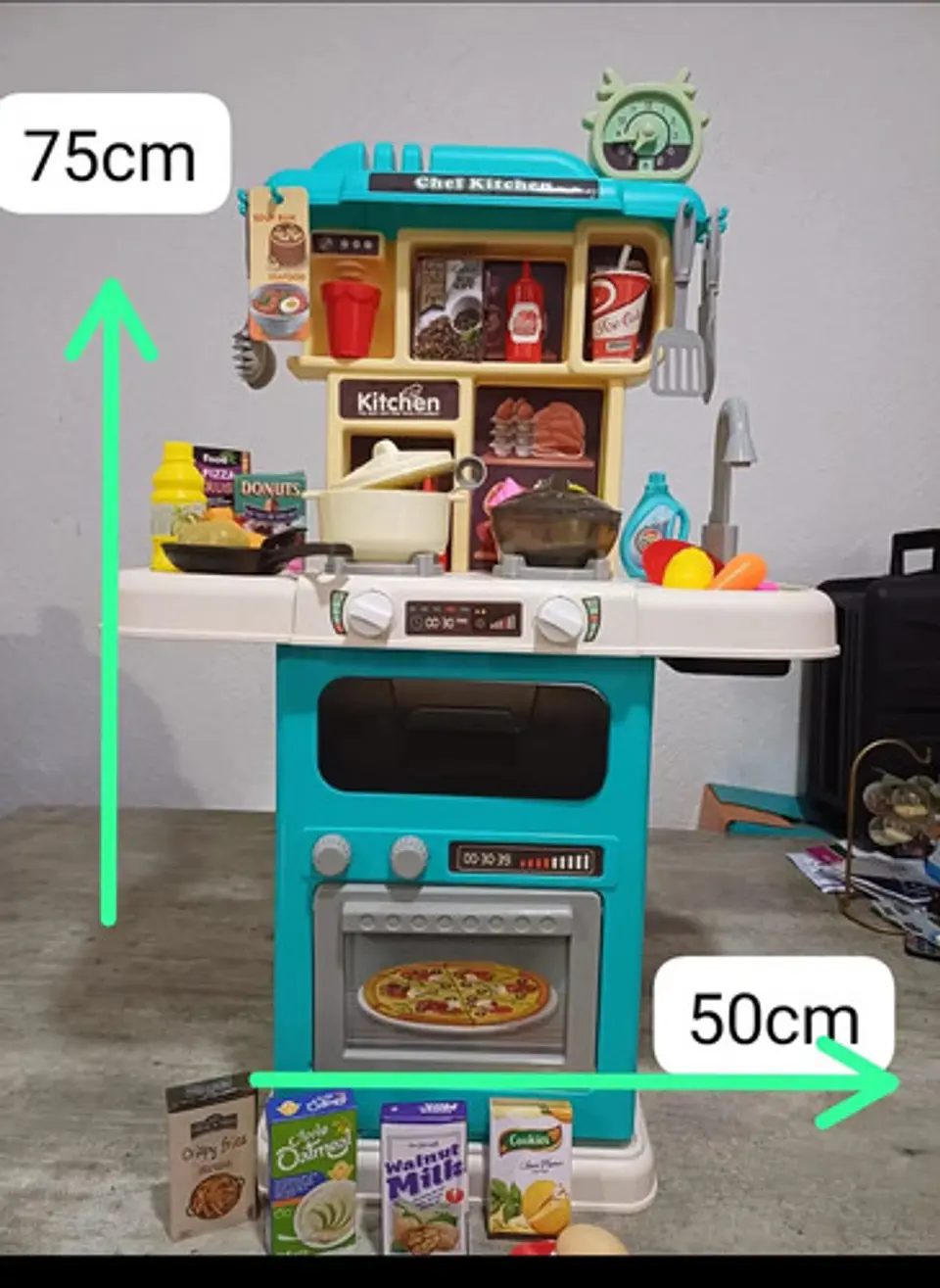 Cocina Funcional Luz Sonido Vapor Burbujas Agua 75cm 63 Pz Azul Petróleo 6