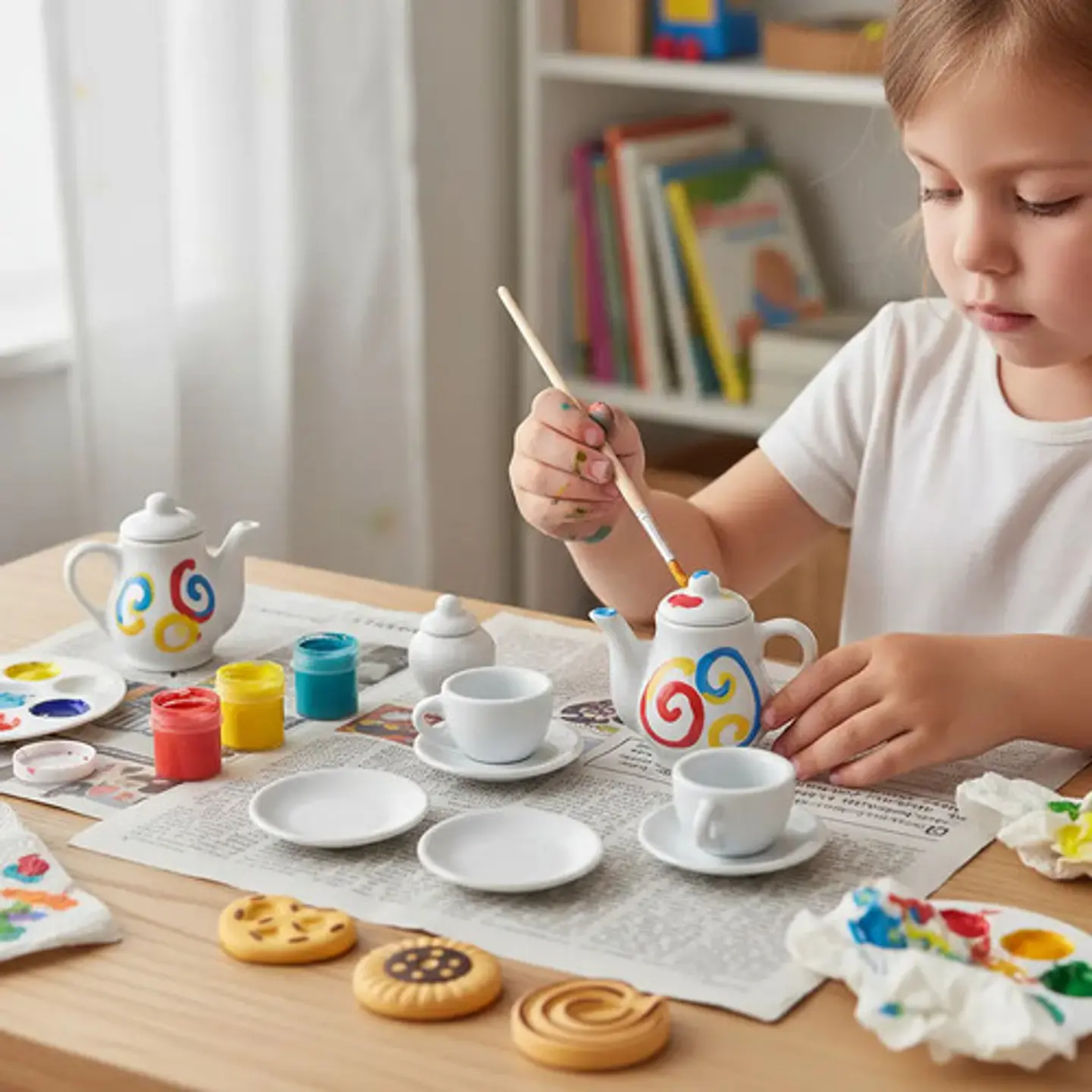 Juego De Té Para Pintar 21 Piezas Niñas Cerámica Infantil 4