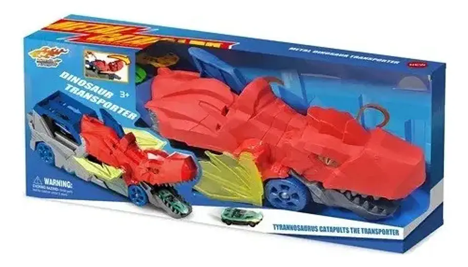Pista De Carros Macrooutlet City Dragon Con Lanzador Y Remolque De Dragón Rojo 6
