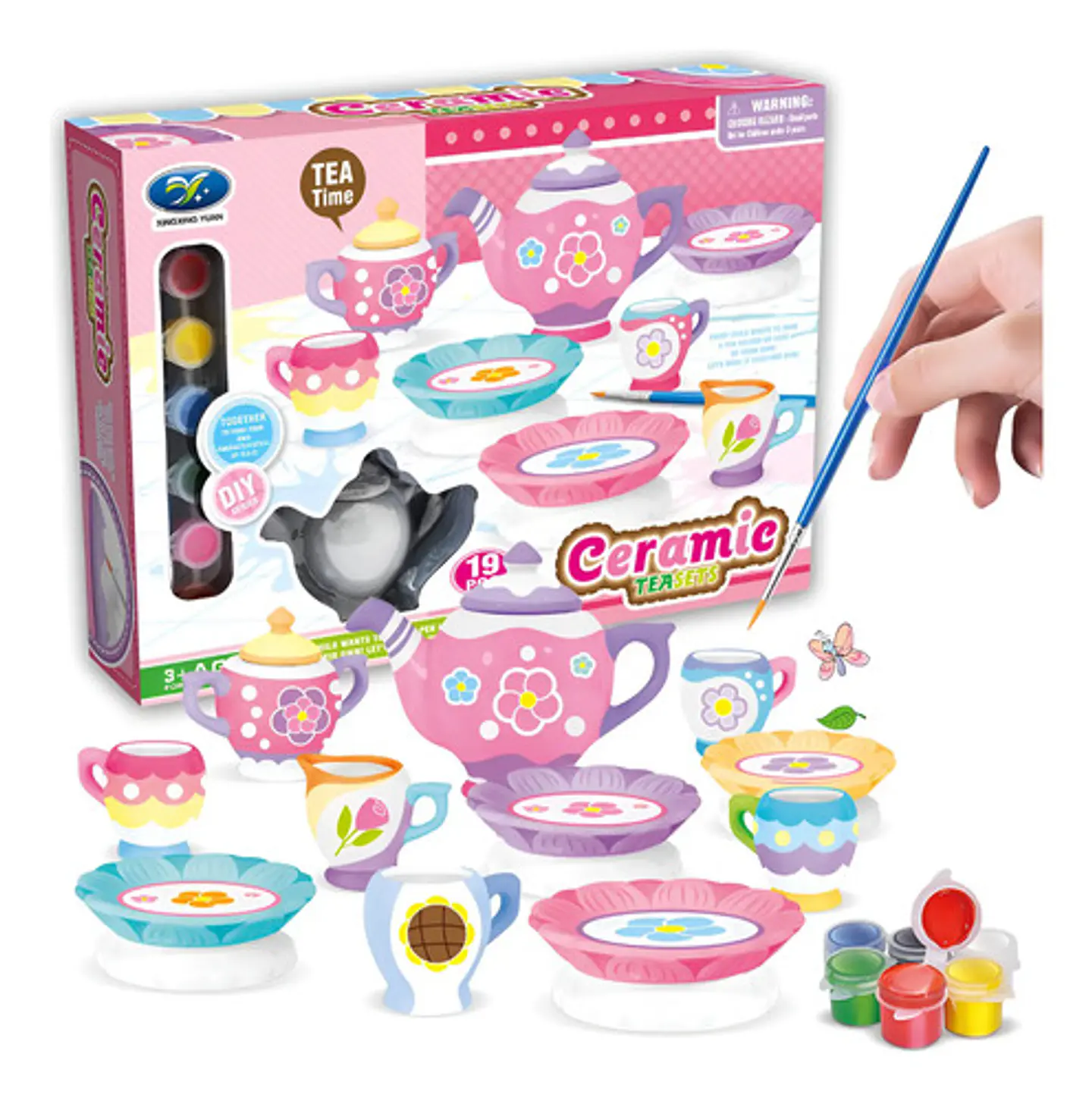 Juego De Té De Cerámica Para Pintar 19piezas Infantil Arte 1