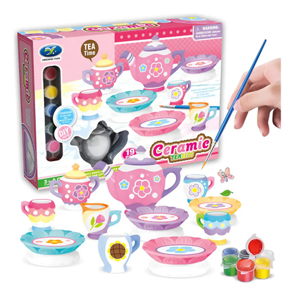 Juego De Té De Cerámica Para Pintar 19piezas Infantil Arte 1