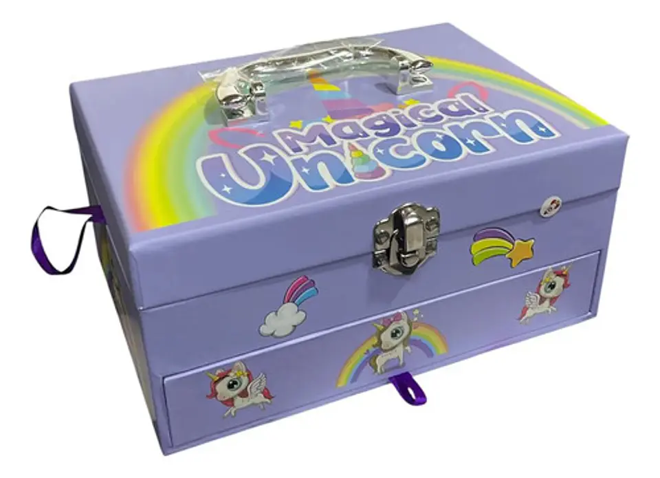 Maquillaje Para Niñas Unicornio Sombras Espejo Kit Caja 6