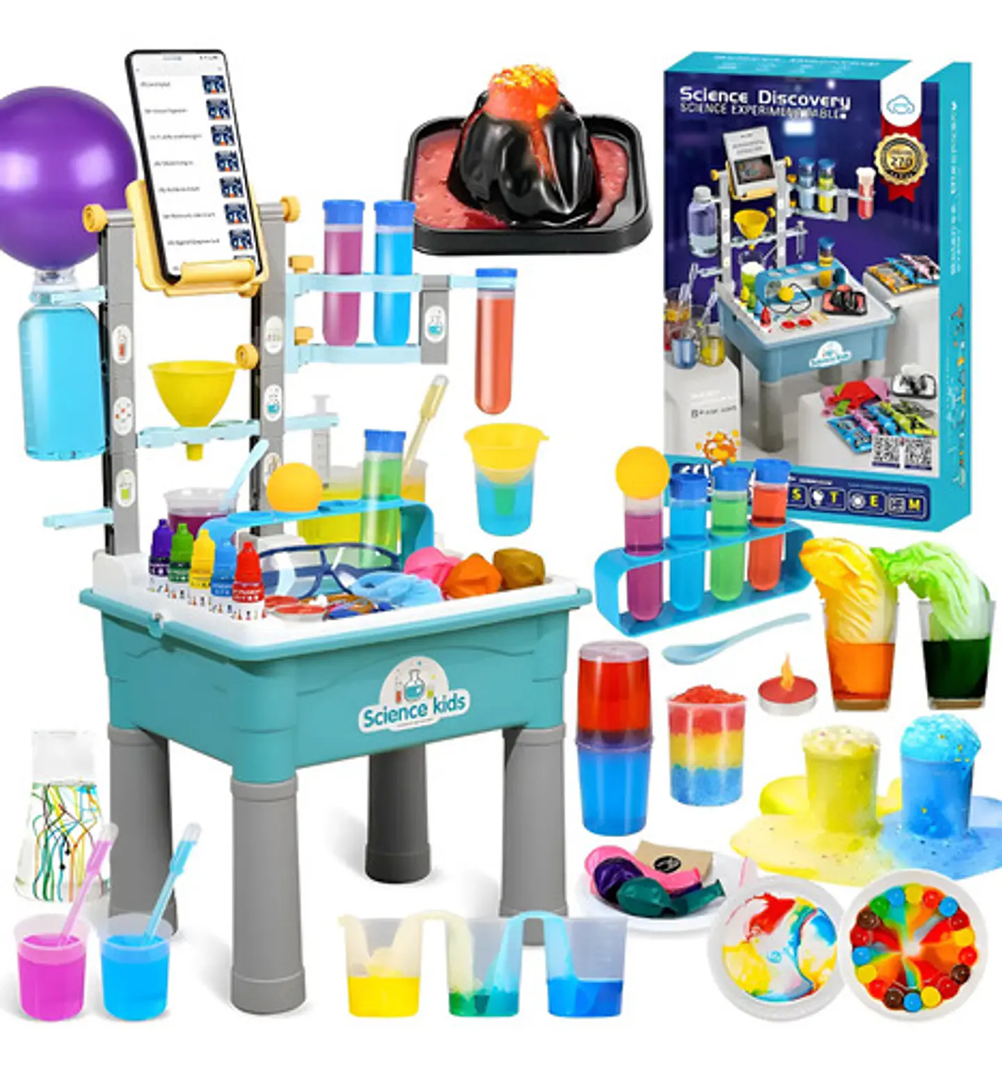 Juego Kit Mesa Laboratorio Científico 270 Experimentos Azul 1