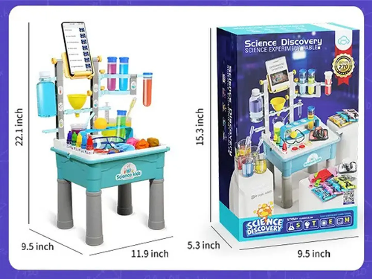 Juego Kit Mesa Laboratorio Científico 270 Experimentos Azul 4