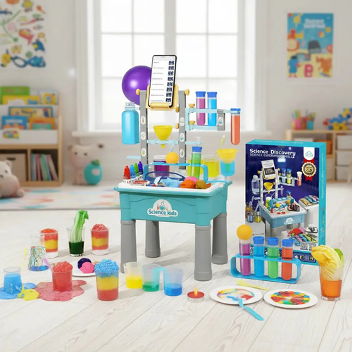 Juego Kit Mesa Laboratorio Científico 270 Experimentos Azul 6