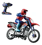 Moto De Juguete A Control Remoto Bota Humo Vehiculo Luces Azul Motociclista - Miniatura 3