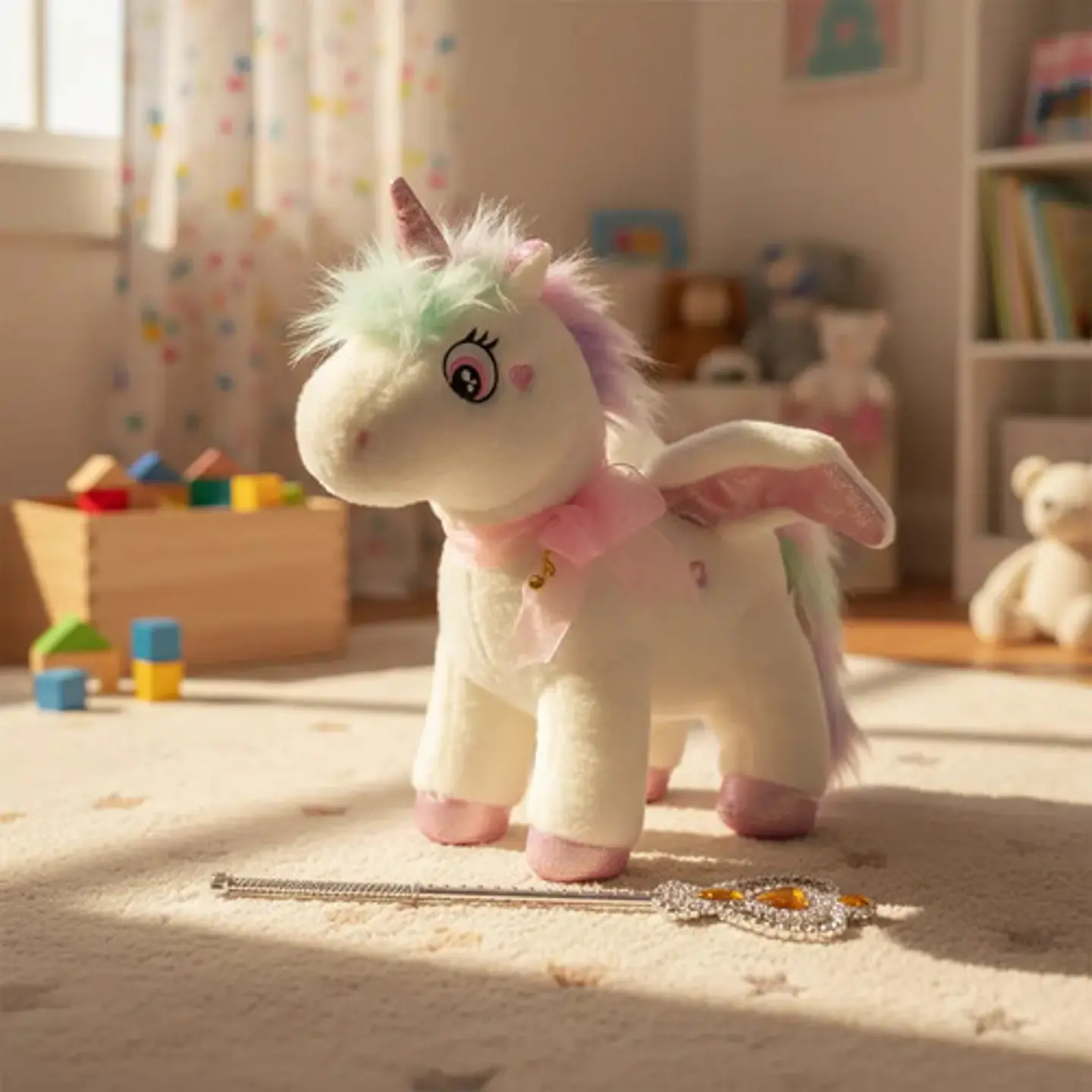 Peluche Unicornio Interactivo Camina Luz Mueve Cola Mascota 7