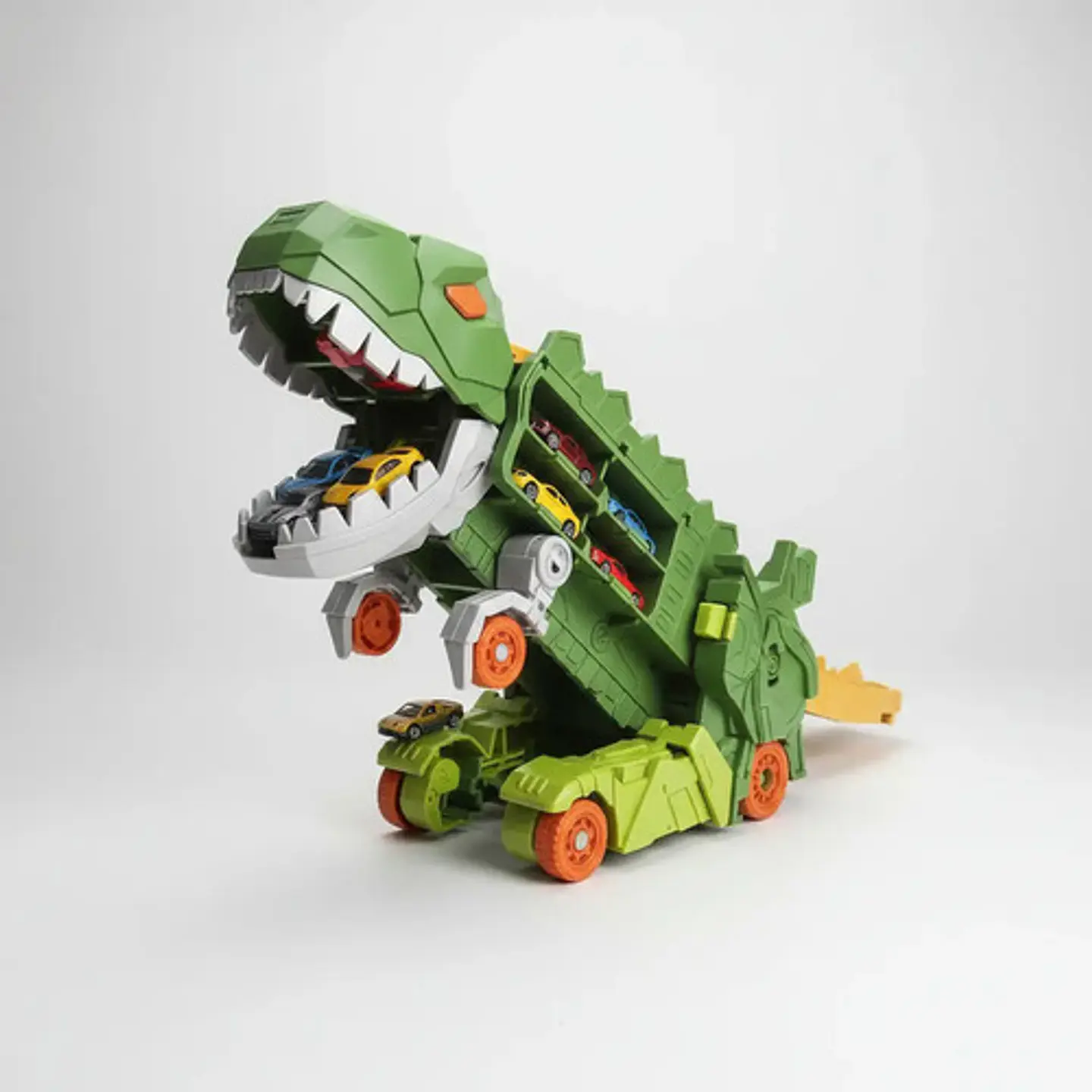 Camion Mula De Dinosaurio 2 En 1 T-rex Devora Autos Pista 1