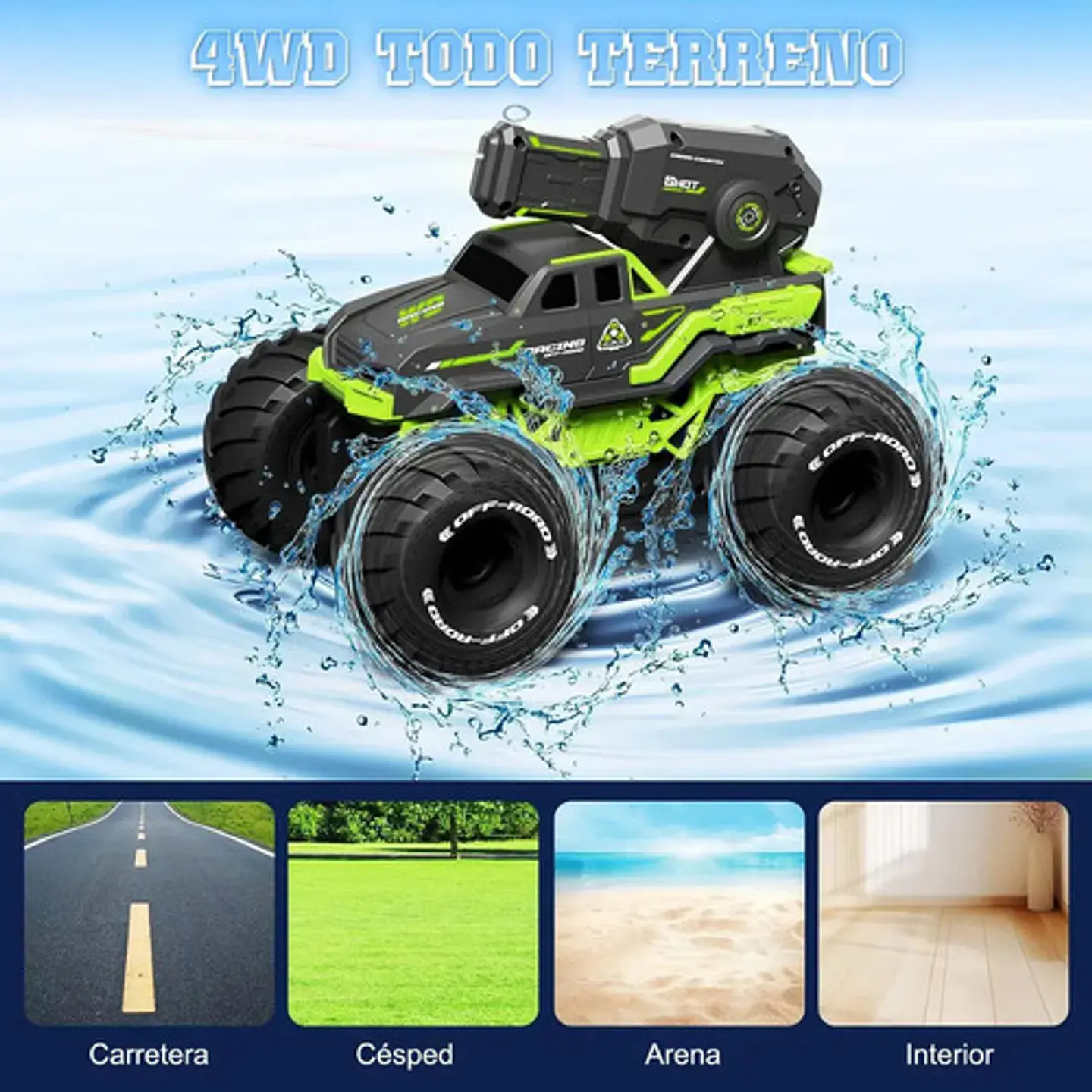 Carro Control Remoto Anfibio Con Manilla Y Control Lanza Orb 3