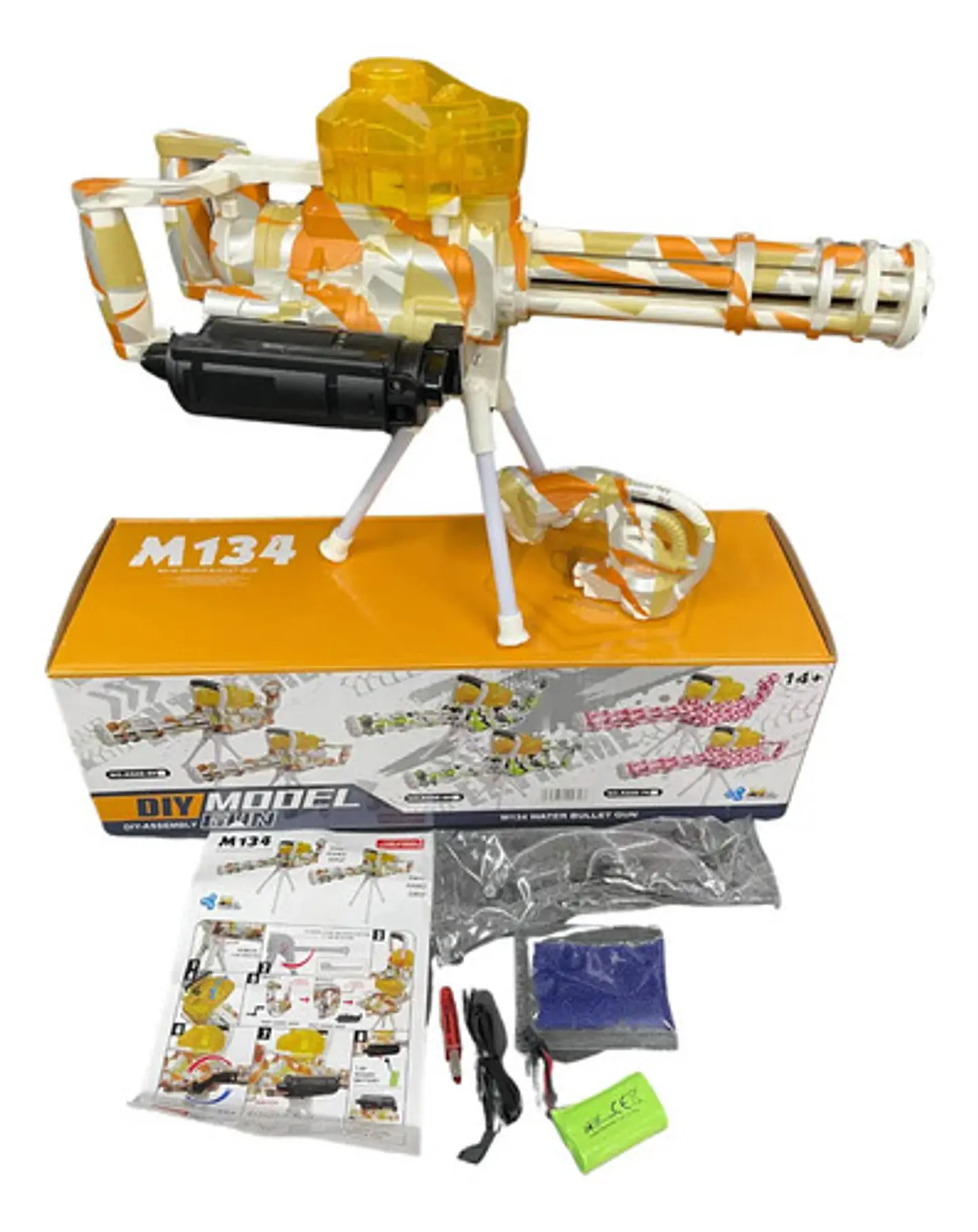 Minigun Pistola Hidrogel Recargable Con Orvis Y Luces 14