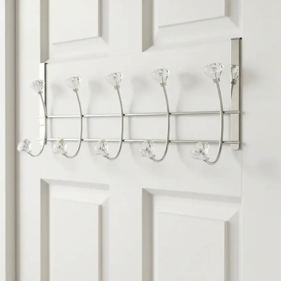 Perchero Metálico Cristal Para Puerta 10 Ganchos Ropa Lujo Diamantes 3