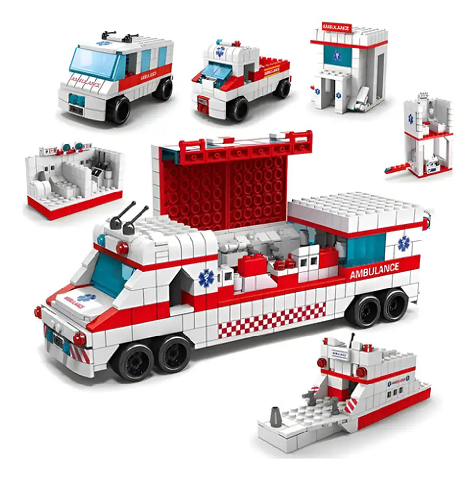 Armar Ambulancia 1000 Pcs 6 En 1 Bloques Fichas Armatodo 3