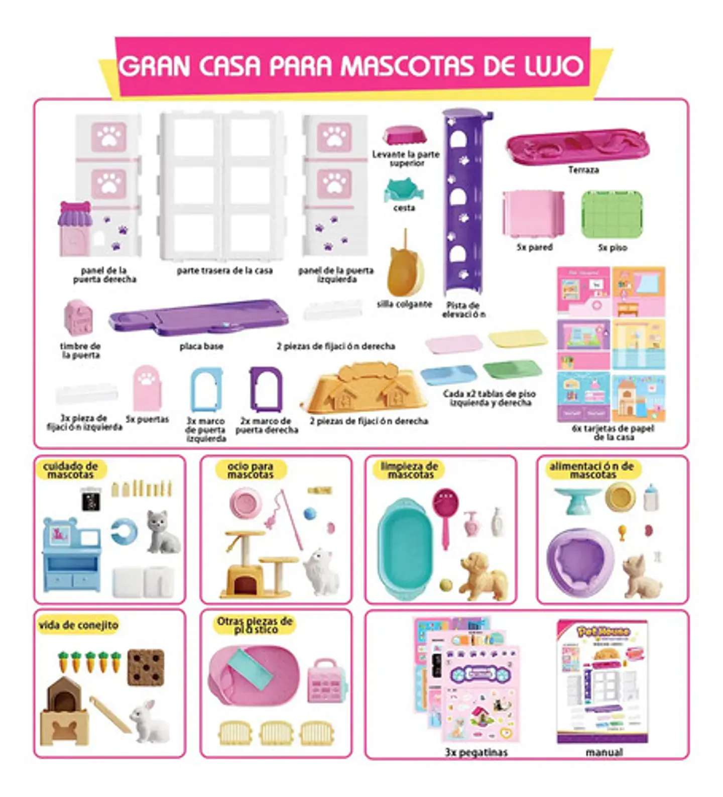 Casa De Mascotas Con Accesorios Y 5 Escenarios Diferentes 6