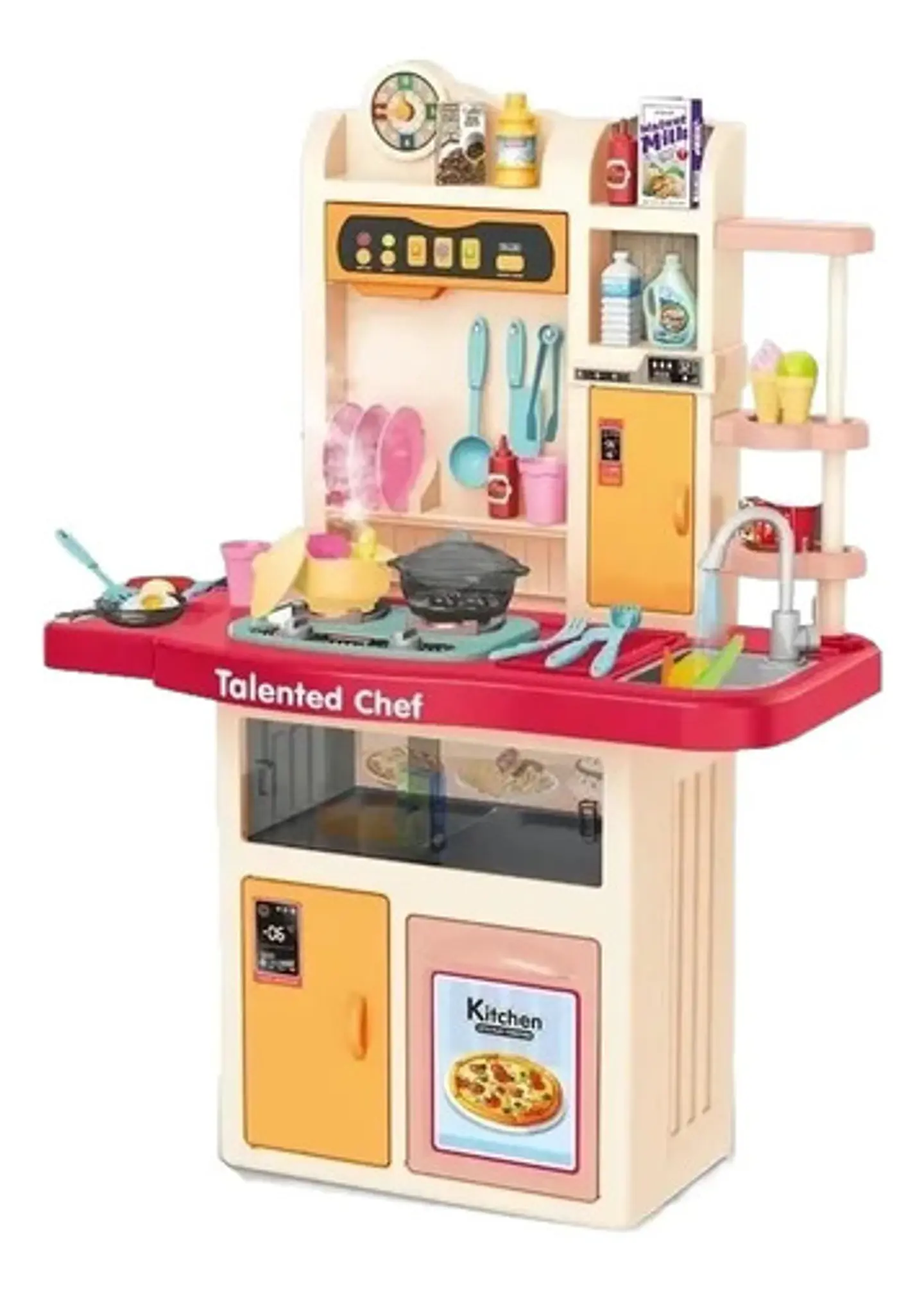 Cocina Infantil Grande Chef 97cm Agua Vapor Sonidos 74pcs 6