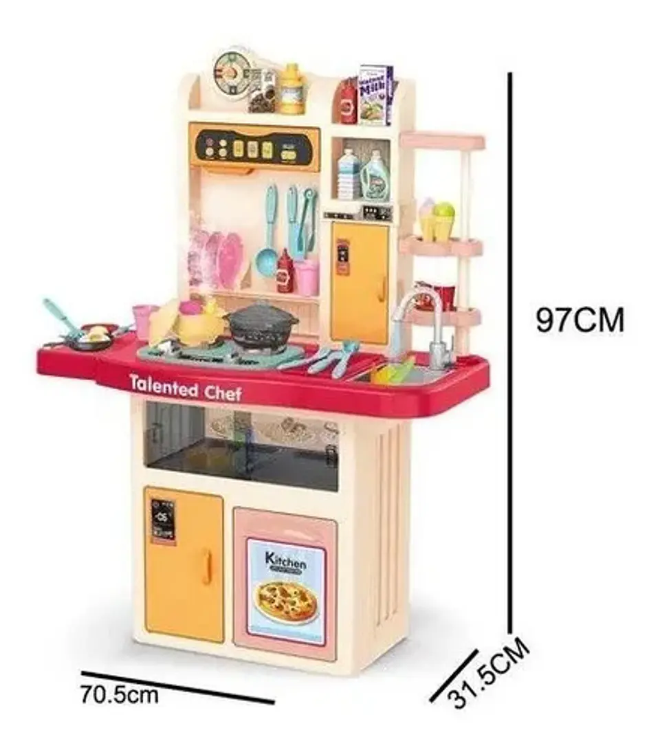 Cocina Infantil Grande Chef 97cm Agua Vapor Sonidos 74pcs 7