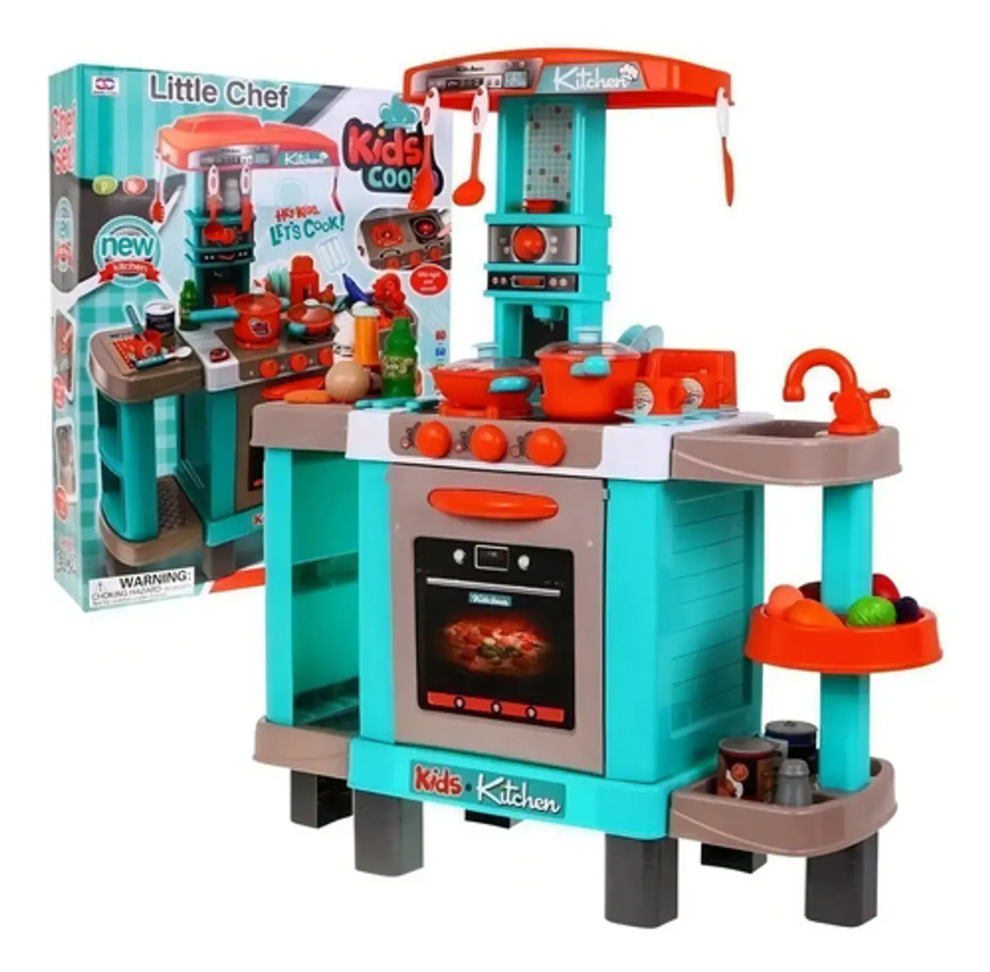 Cocina De Juguete Little Chef Para Niños Con Luz Y Sonido, 24 Accesorios 008-938a Verde 1