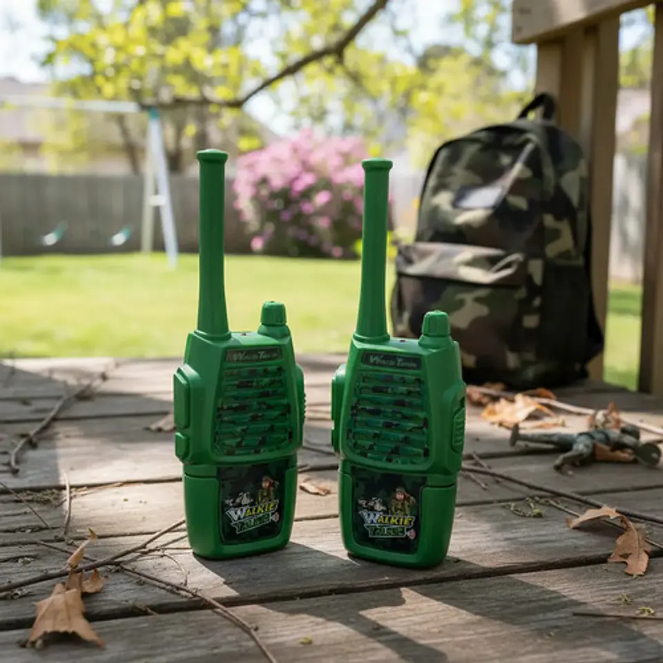 Walkie Talkies Radio Infantil 400 Metros Alcance Verde Milit 2