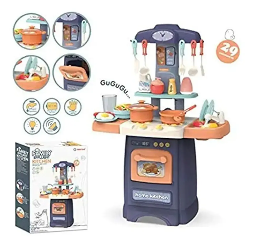 Set Cocina De Juguete Niñas Infantil Agua Sonidos Y Luz Azul 889-175 2