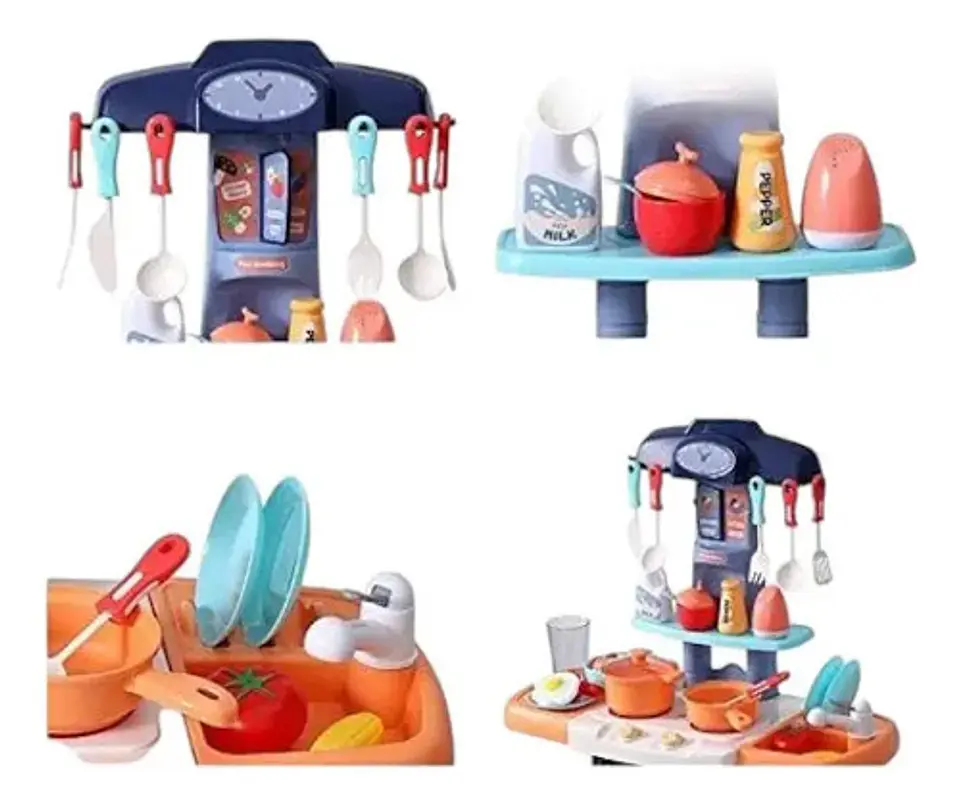 Set Cocina De Juguete Niñas Infantil Agua Sonidos Y Luz Azul 889-175 3