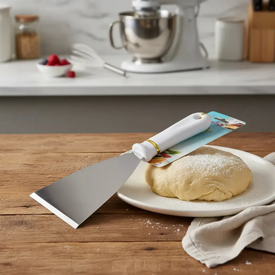Espátula Raspe De Acero Inoxidable Para Repostería Y Masas Blanco 1