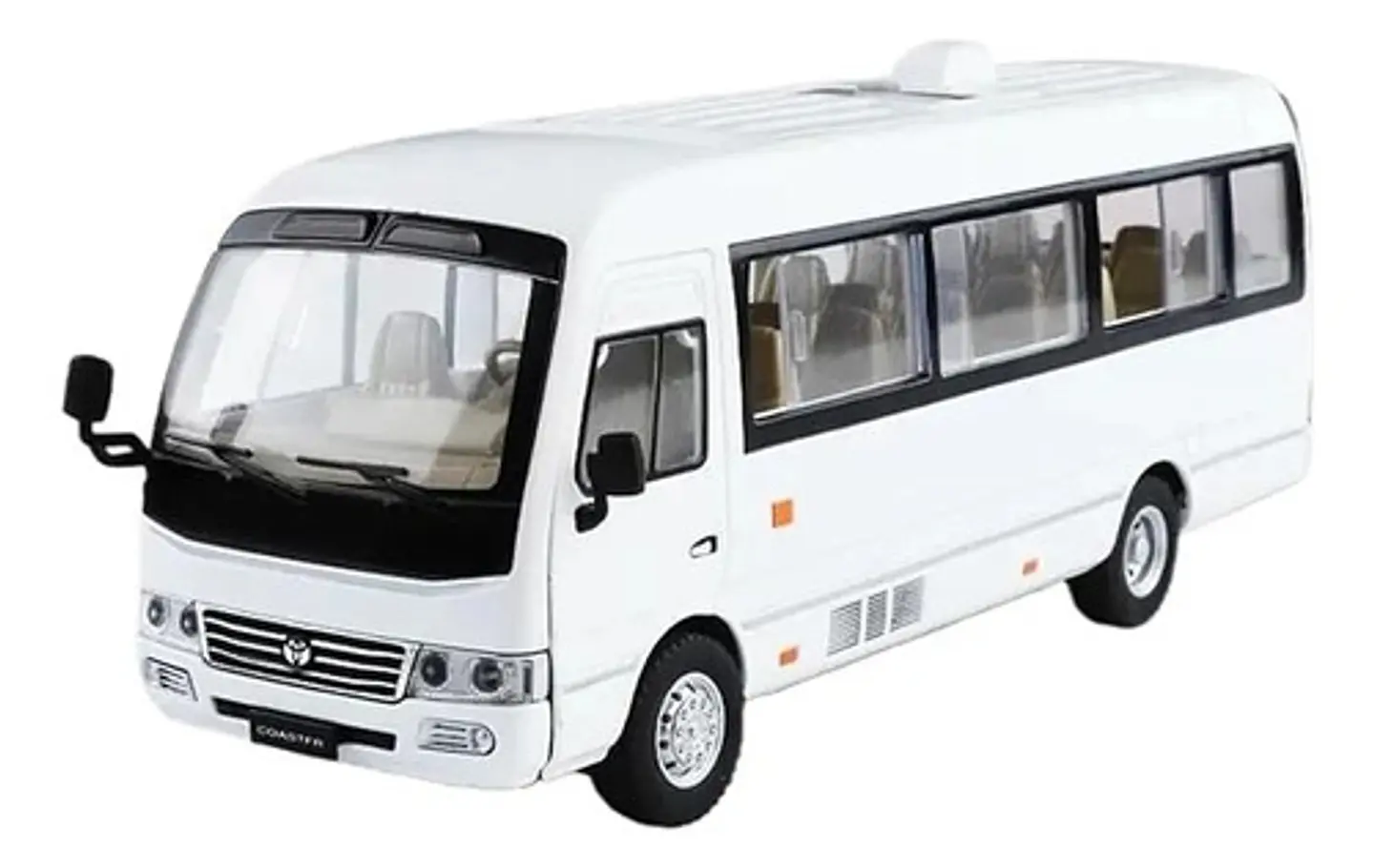 Carro A Escala 1:24 Buseta Toyota Coaster Metálica Blanca 1
