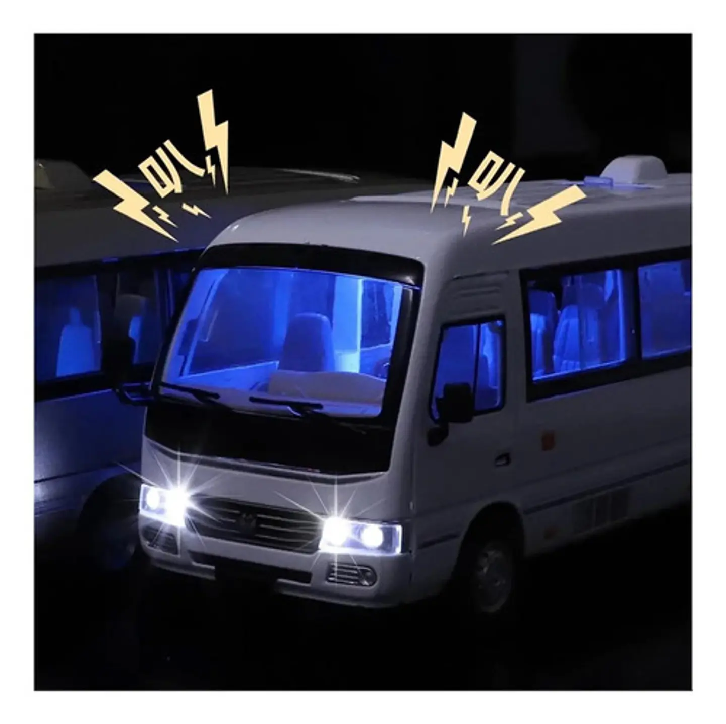 Carro A Escala 1:24 Buseta Toyota Coaster Metálica Blanca 3