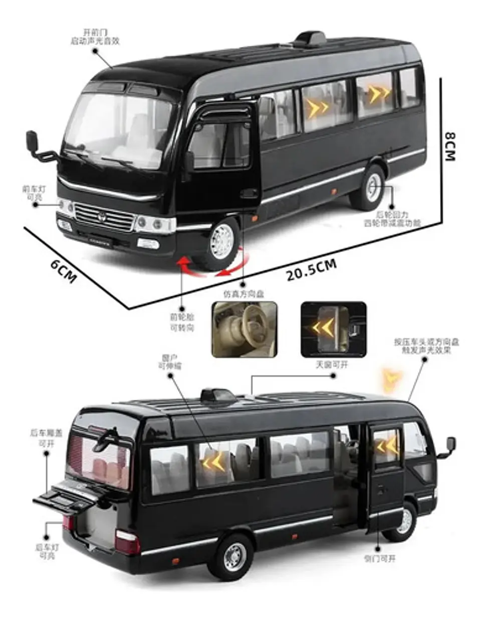 Carro A Escala 1:24 Buseta Toyota Coaster Metálica Blanca 4