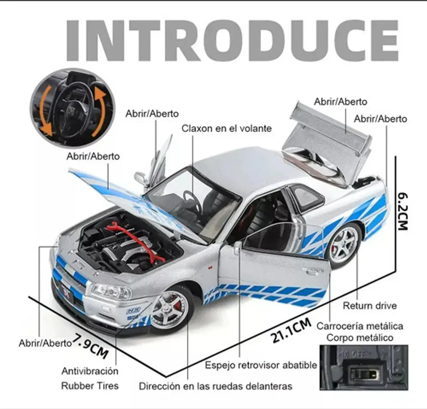 Rapidos Furiosos Nissan Gtr Juguete A Escala 1:24 Nissan 3
