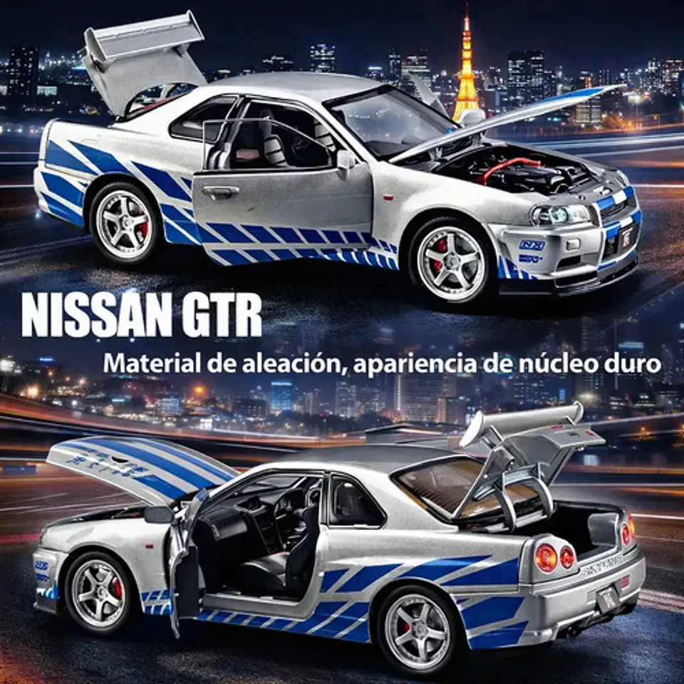 Rapidos Furiosos Nissan Gtr Juguete A Escala 1:24 Nissan 8