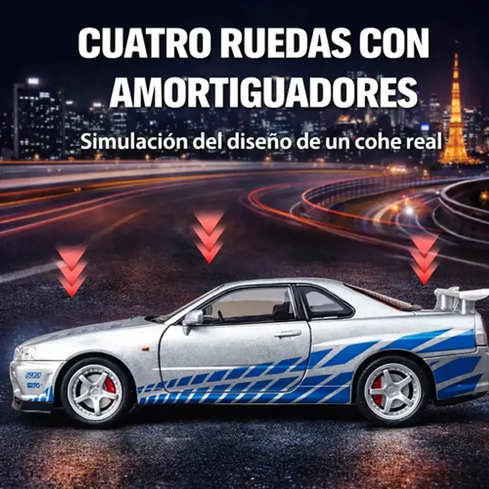 Rapidos Furiosos Nissan Gtr Juguete A Escala 1:24 Nissan 9