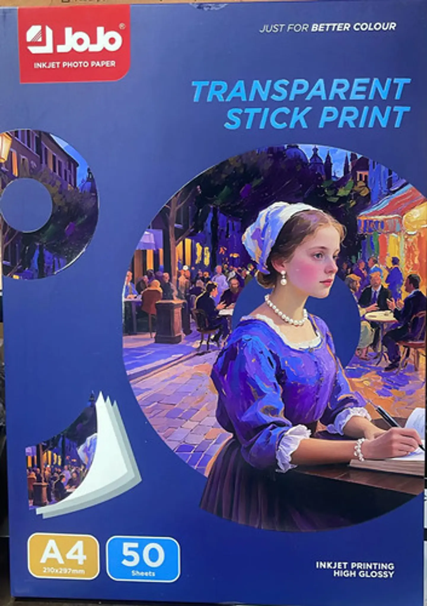 Papel Fotográfico Adhesivo Transparente A4 para Impresora  Pack de 50 Hojas Jolo 1