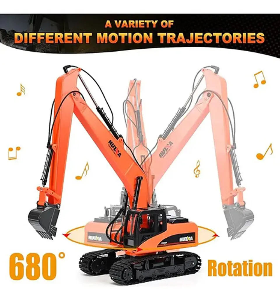 Carro De Juguete A Control Remoto Excavadora Rc Huina 1551 4