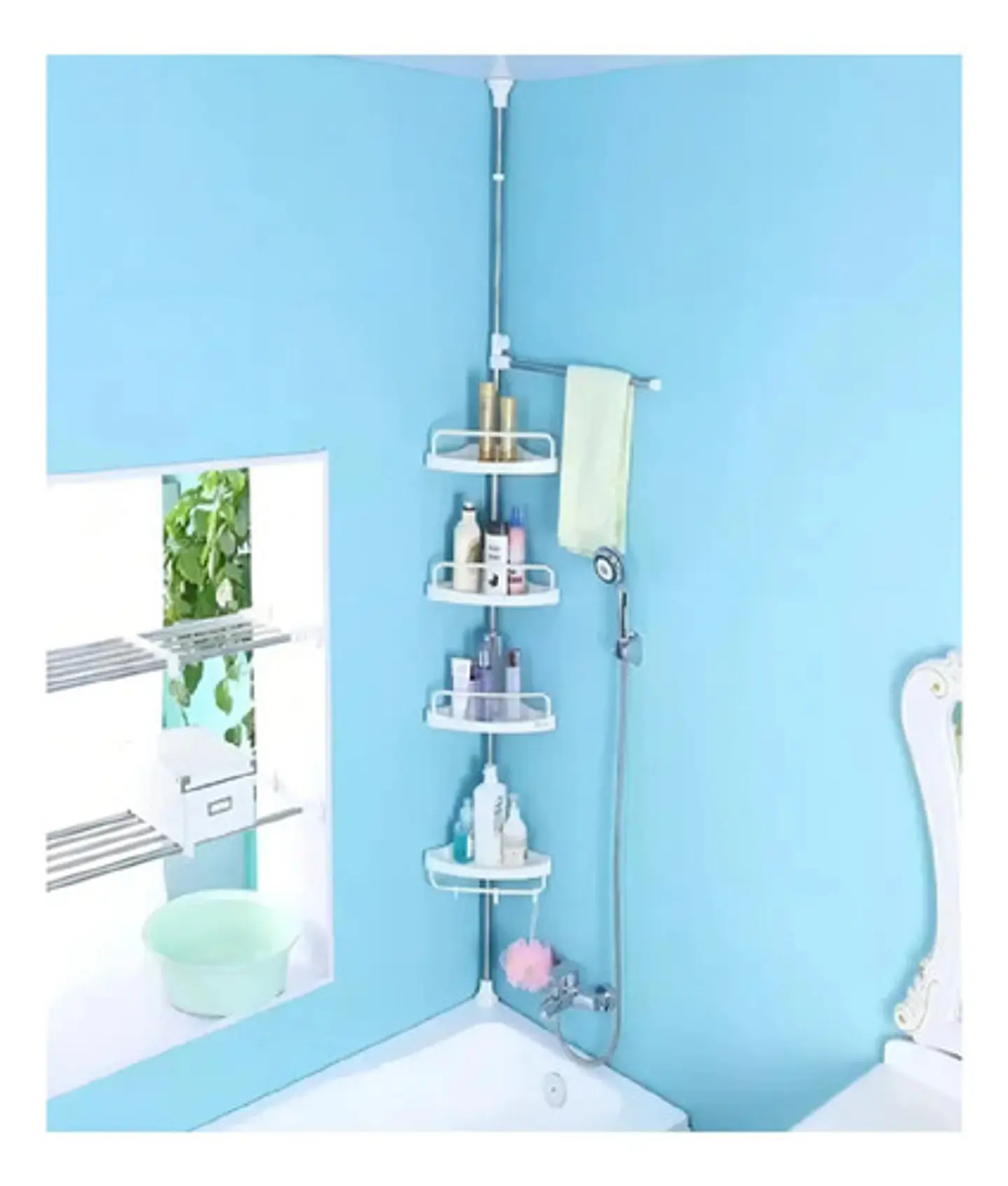 Organizador De Baño Esquinero Organizador Ducha De 4 Niveles Color Blanco 5