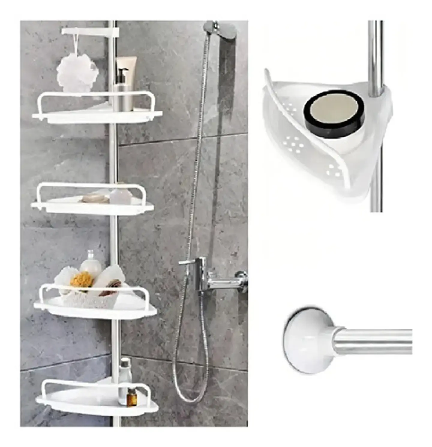 Organizador De Baño Esquinero Organizador Ducha De 4 Niveles Color Blanco 6