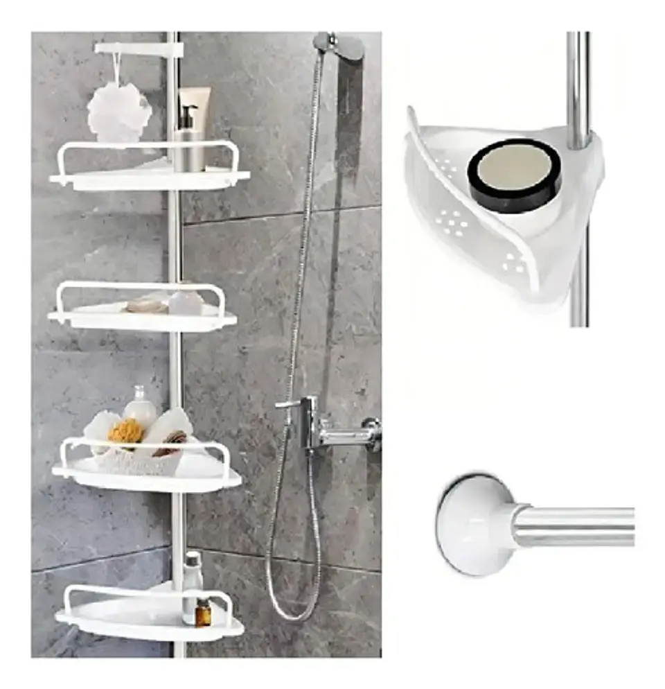 Organizador De Baño Esquinero Organizador Ducha De 4 Niveles Color Blanco 6