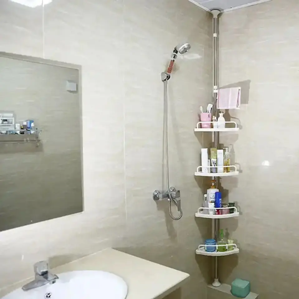 Organizador De Baño Esquinero Organizador Ducha De 4 Niveles Color Blanco 7