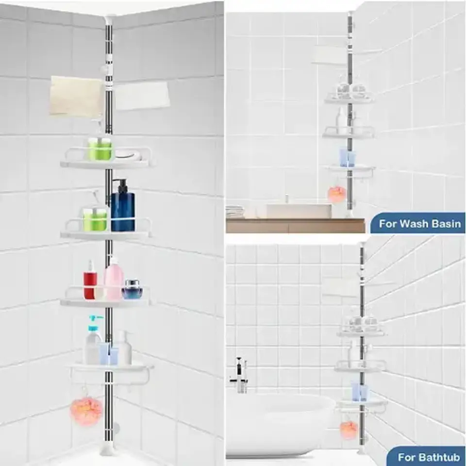 Organizador De Baño Esquinero Organizador Ducha De 4 Niveles Color Blanco 8