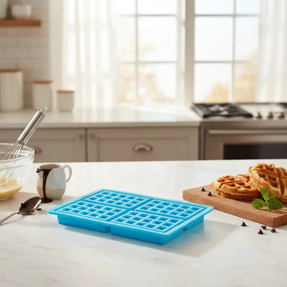 Molde De Silicona Para Waffles Chocolatina Velas 4 Puestos 1
