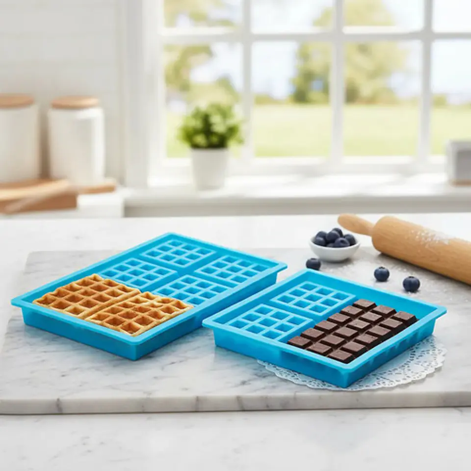 Molde De Silicona Para Waffles Chocolatina Velas 4 Puestos 2