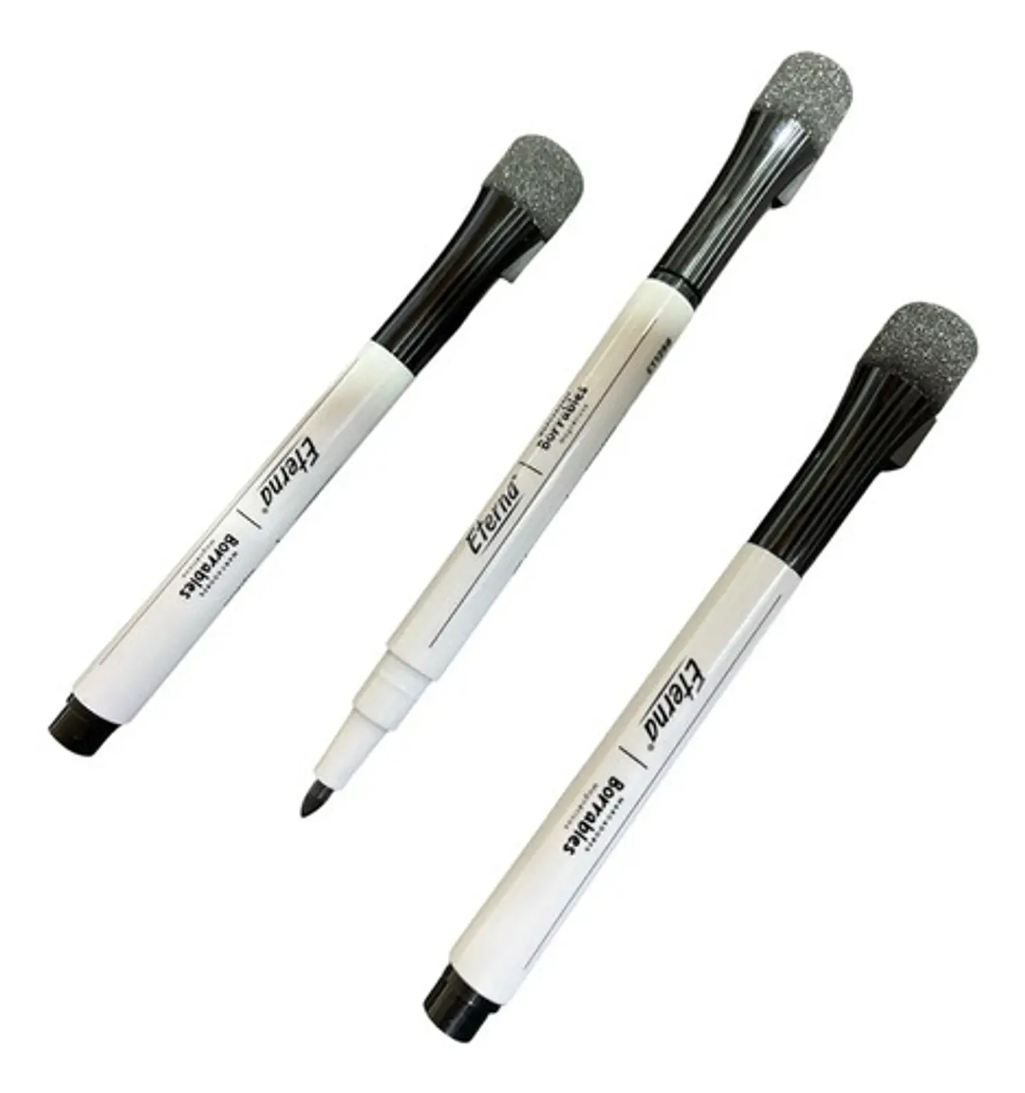 Set X3 Marcadores Borrables Eterna Borrador E Iman Magnético Negro 1