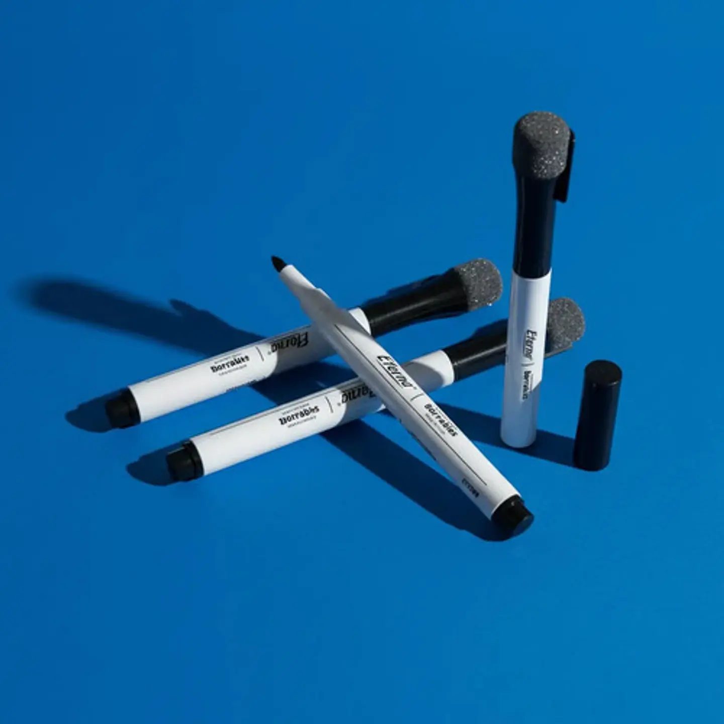 Set X3 Marcadores Borrables Eterna Borrador E Iman Magnético Negro 5